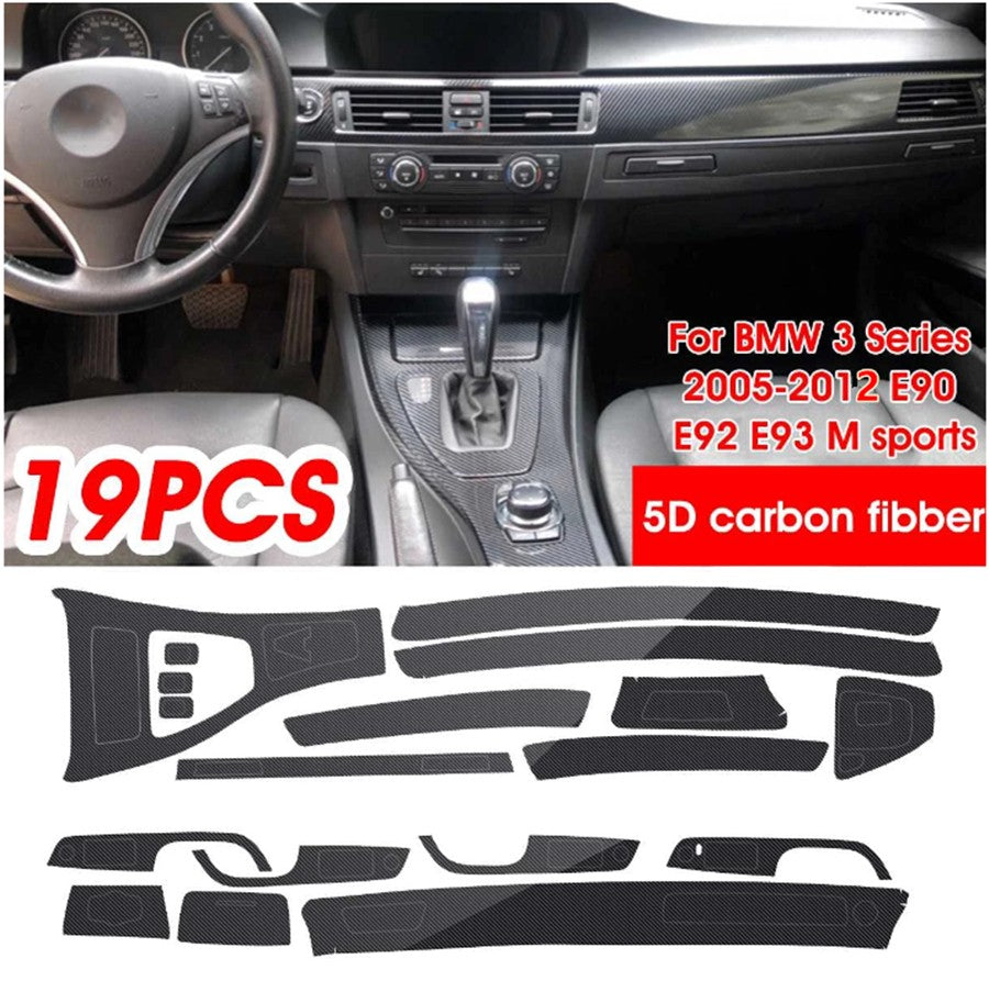 5D Car Interior Carbon Fiber Look Wrap Trim for BMW E90 E92 E93 2005-2012 LHD US Q