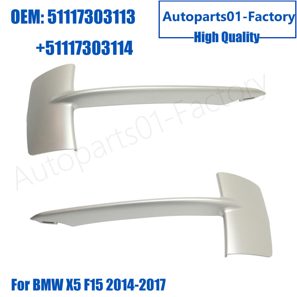 1Pair Front Left Right Bumper Bumper Grill Grille Trims for BMW X5 F15 2014-2017
