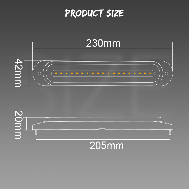 9'' LED Flowing Brake Turn Signal Tail Lights Stop DRL Red/Amber Truck Trailer