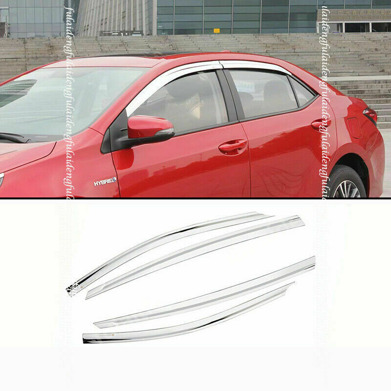 Chrome Window Visor Rain Guard Vent Deflector for Toyota for Corolla Sedan 2014-2018