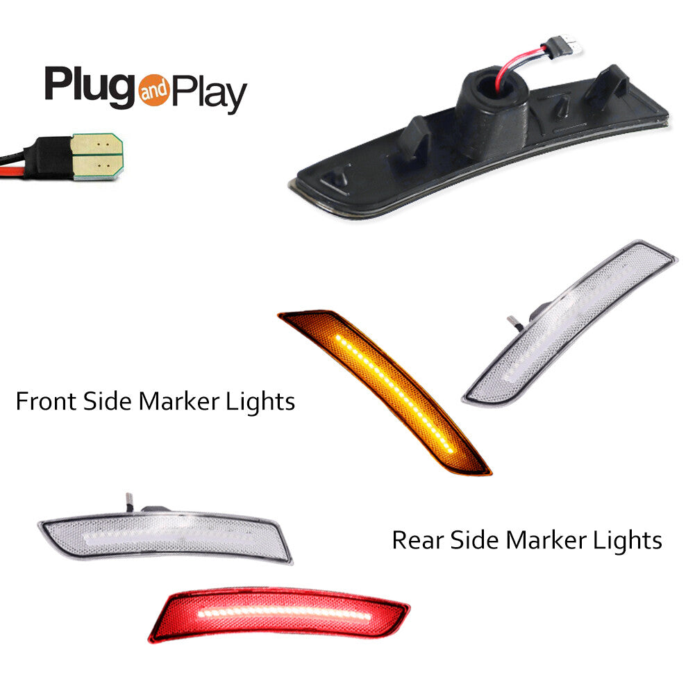 Transparent Front and Rear Bumper LED Side Fender Marker Lights for 2016 - 2023 for Camaro - v