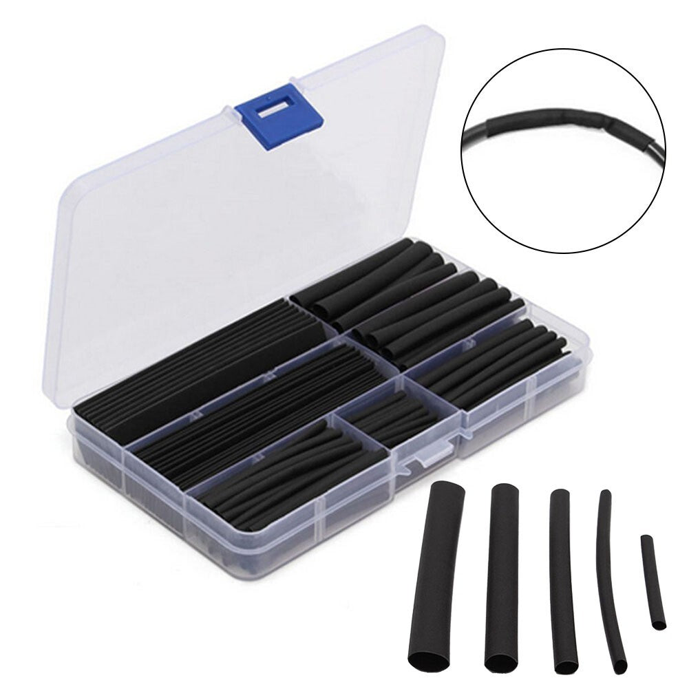 150pcs Black Heat Shrink Tubing Tube Sleeving Car Wire Wrap Heatshrink