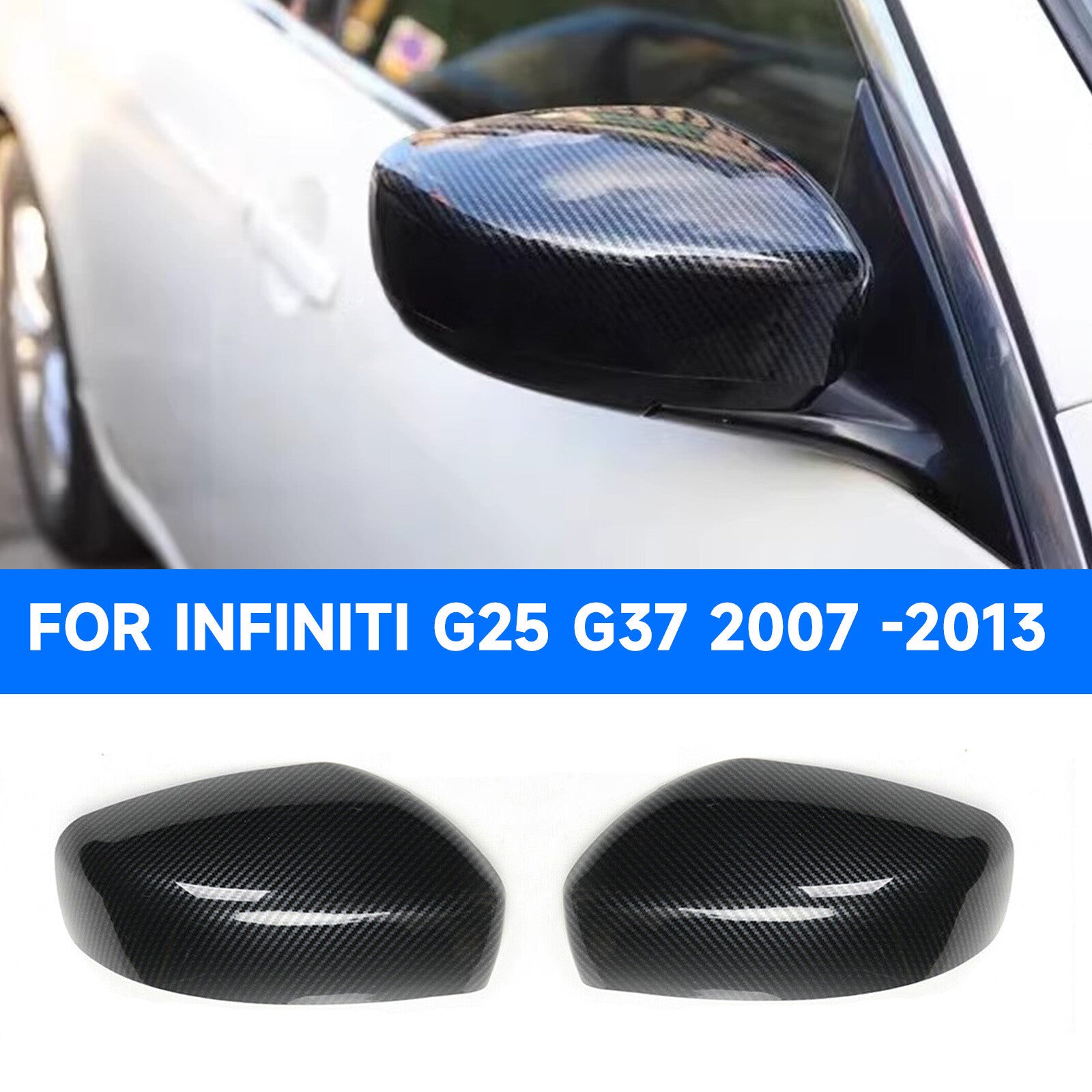 Carbon fiber side mirror cap trim for Infiniti G25/35/37 (2007-13)