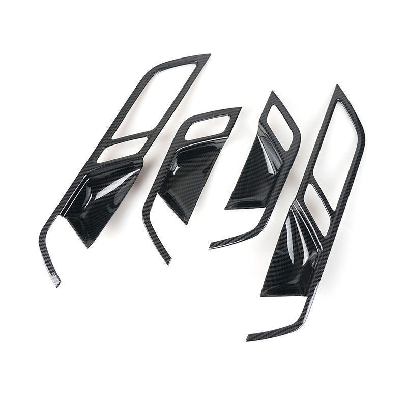 Carbon Fiber Interior Door Handle Bowl Frame Cover Trim for Audi A6 C8 2019-2024