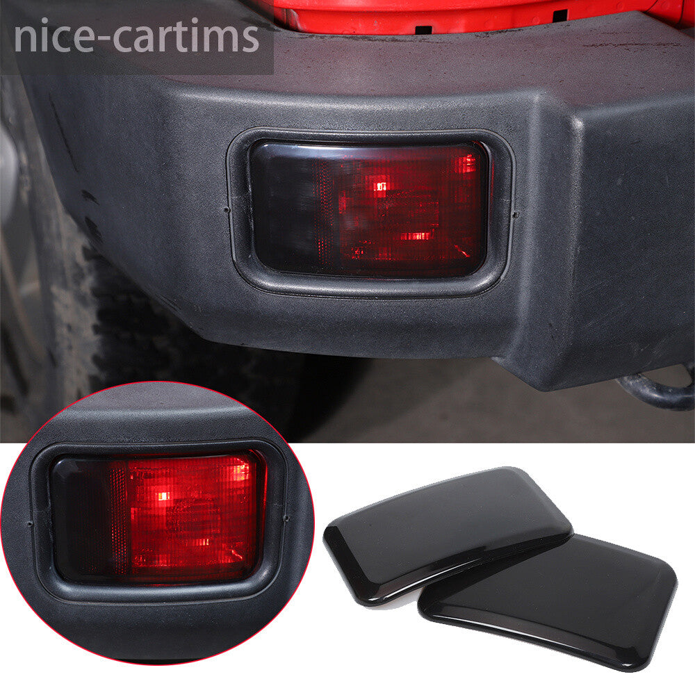 Smoked Black Rear Bumper Fog Light Lamp Guard Cover for Jeep for Wrangler JK 2007-17