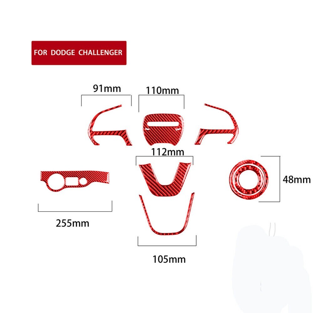 8x Carbon Fiber Steering Wheel Decorative Cover Trim for Dodge for Challenger New n