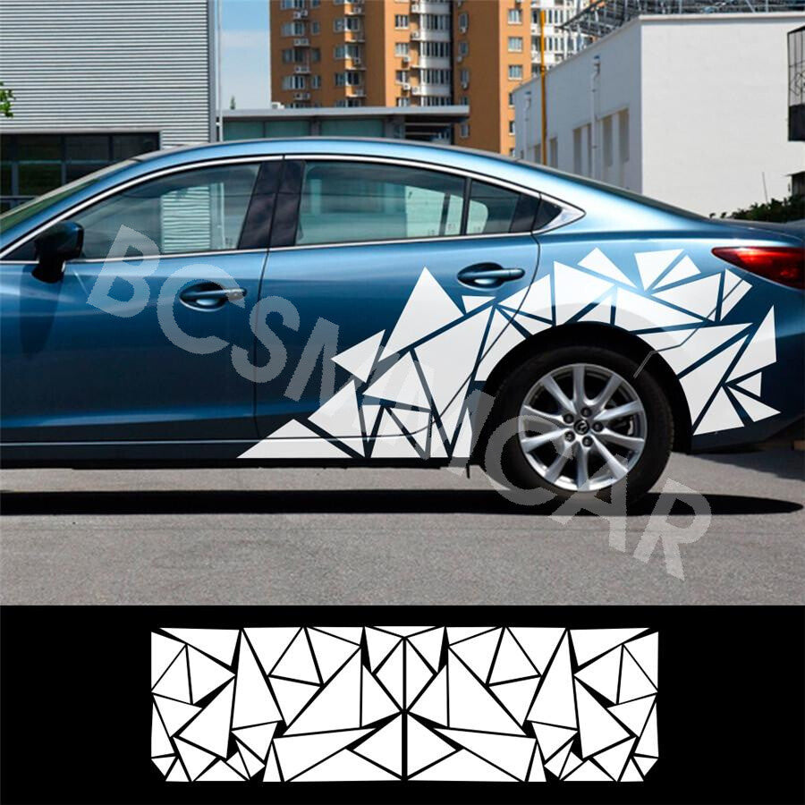 Car Graphics White Triangles Side Stickers Car Styling Adhesive Sport Decals