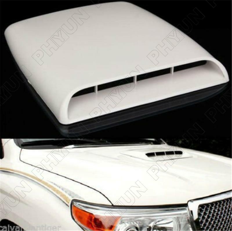 Universal White Car Decorative Air Flow Intake Hood Scoop Vent Bonnet Cover Trim