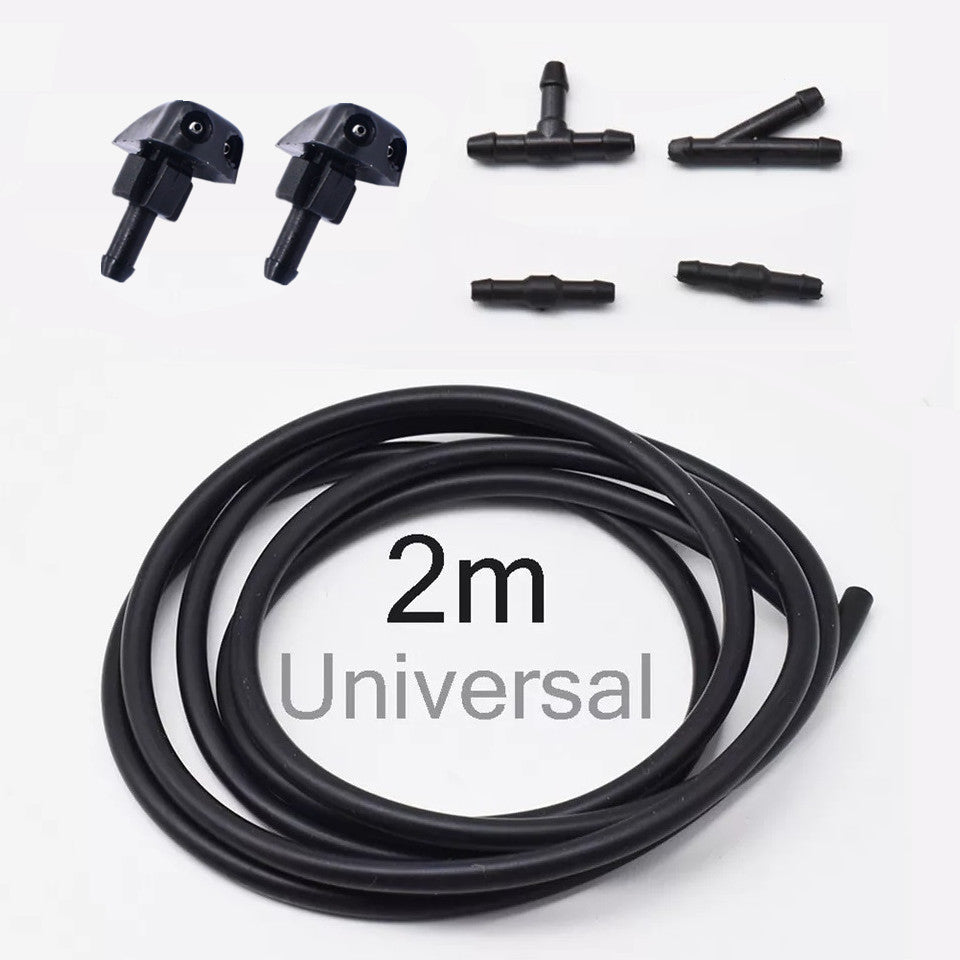 7x Universal Car Windshield Washer Nozzles Kit Front Spray Wiper Jet with Hose Q