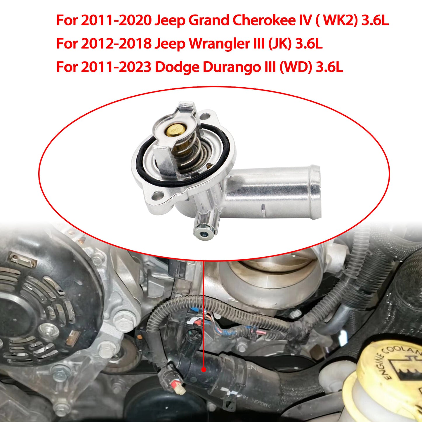 Aluminum Upgrade Coolant Thermostat Housing for Jeep for Wrangler JK 2012-2018 3.6L Q