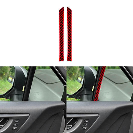 2X Red Carbon Fiber Window A-pillar Cover Trim for Subaru Outback Legacy 2015-17