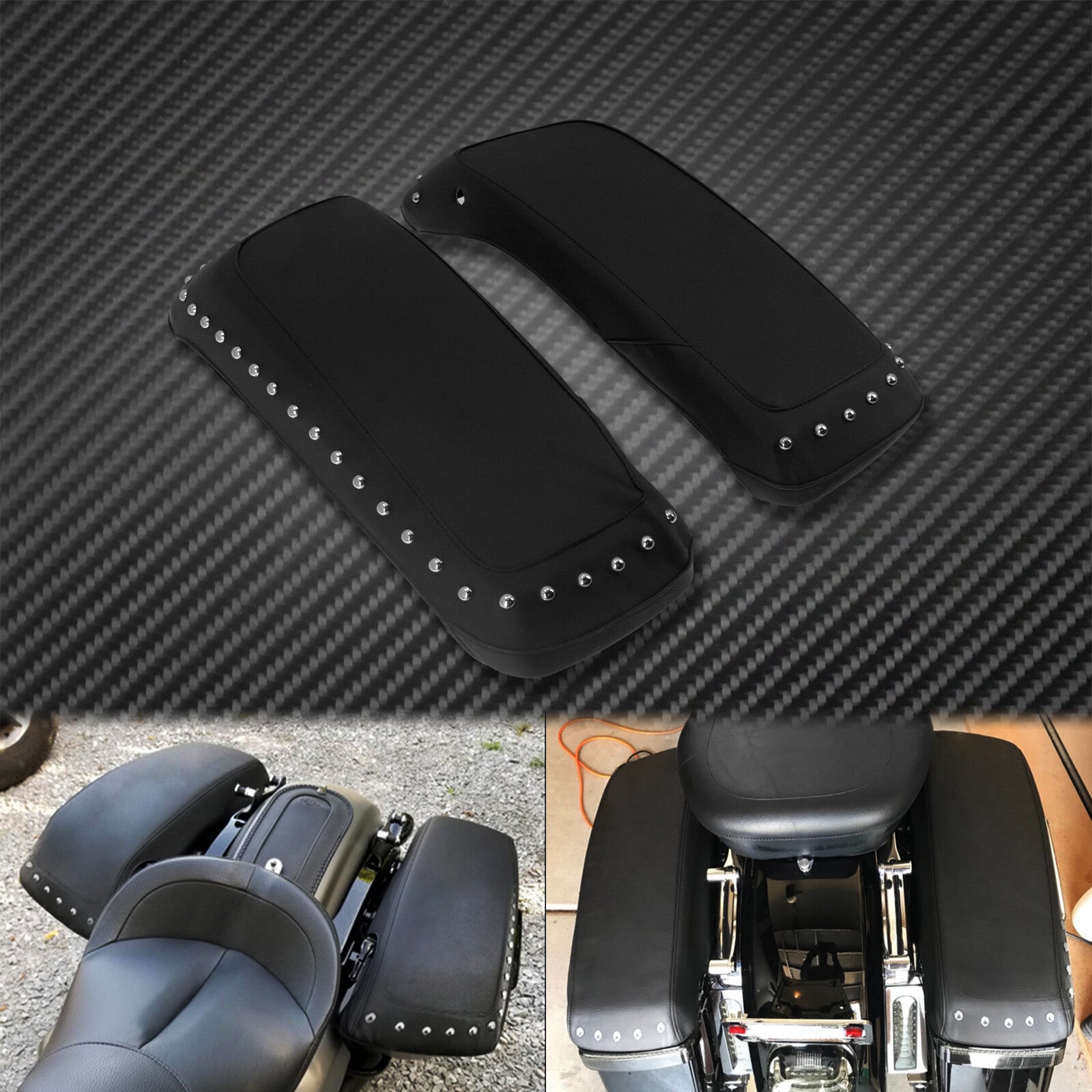 Waterproof Saddlebag Lid Covers Bagger Speaker Lids w/ Nails Fit for Harley FLHT Q
