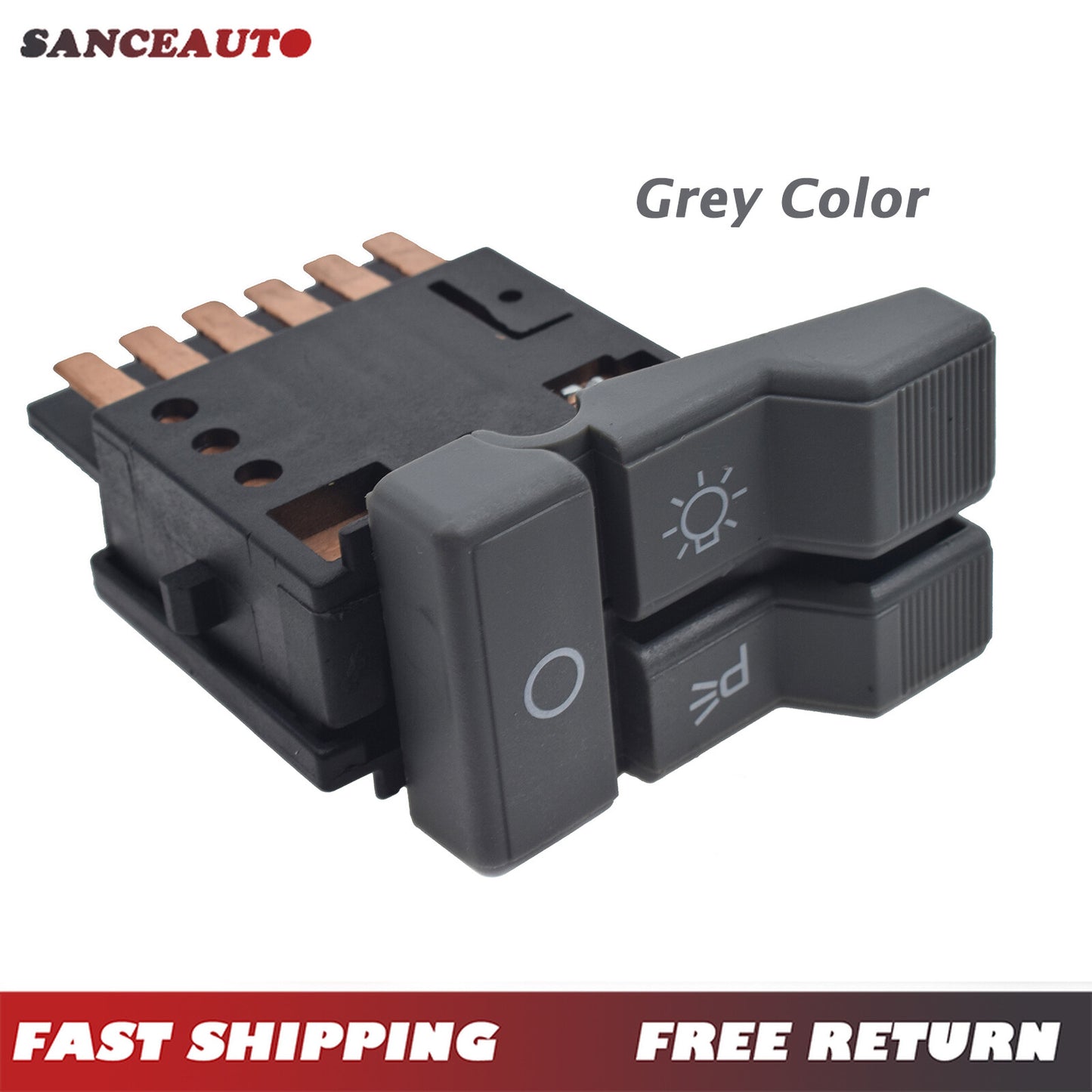 Gray headlight and parking light rocker switch for GMC pickup truck 15693548- n