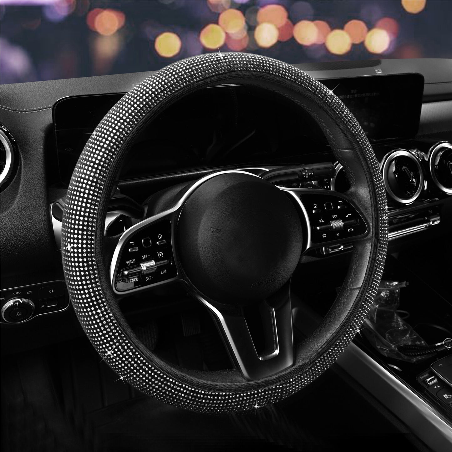Car Steering Wheel Cover Crystal Rhinestone Diamond Glitter Sparkling Universal