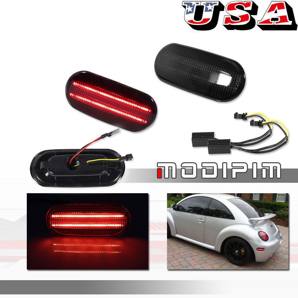 Smoked Red LED Rear Fender Side Marker Lights for 1998 - 2005 for VW Beetle - v