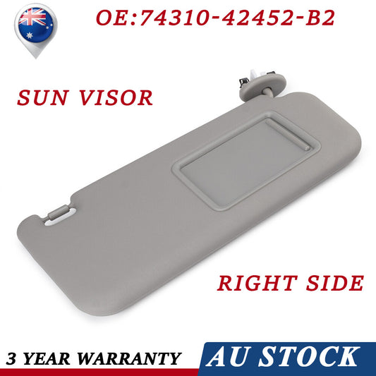 1X 74320-42501B3 NEW for Toyota RAV4 06-13 Gray Sunshade Sun Visor Right Side AU
