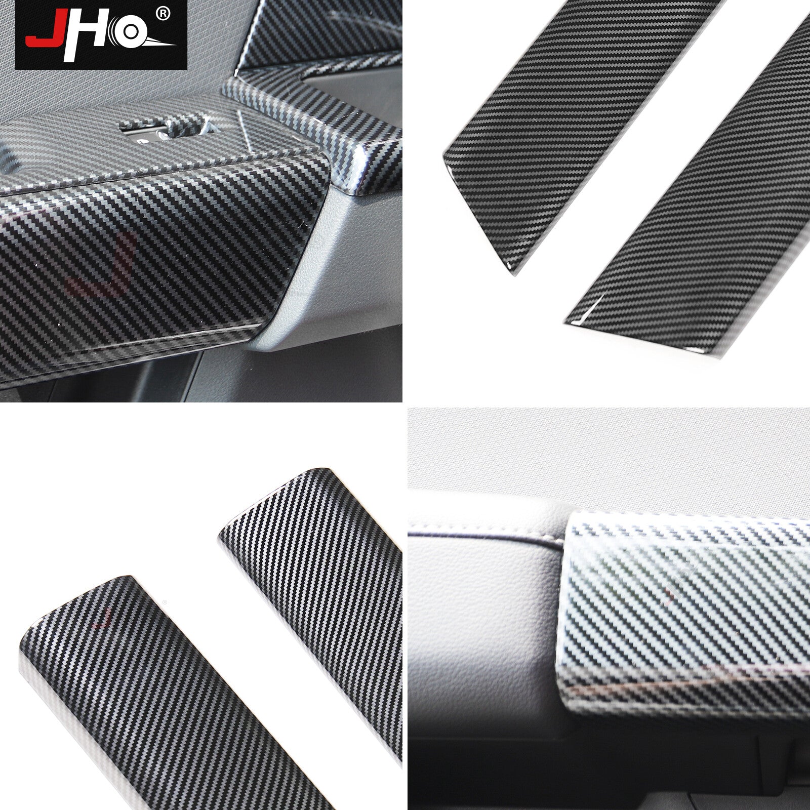 Rear Door Handle Cover Trim Panel Cover for Ford F-150 2021-22 ABS Carbon Fiber