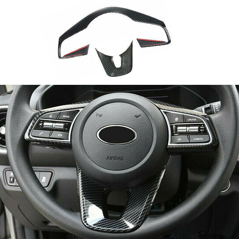 Carbon Fiber Steering Wheel Decor Cover Trim for Kia K3 Forte Cerato 2019-2022