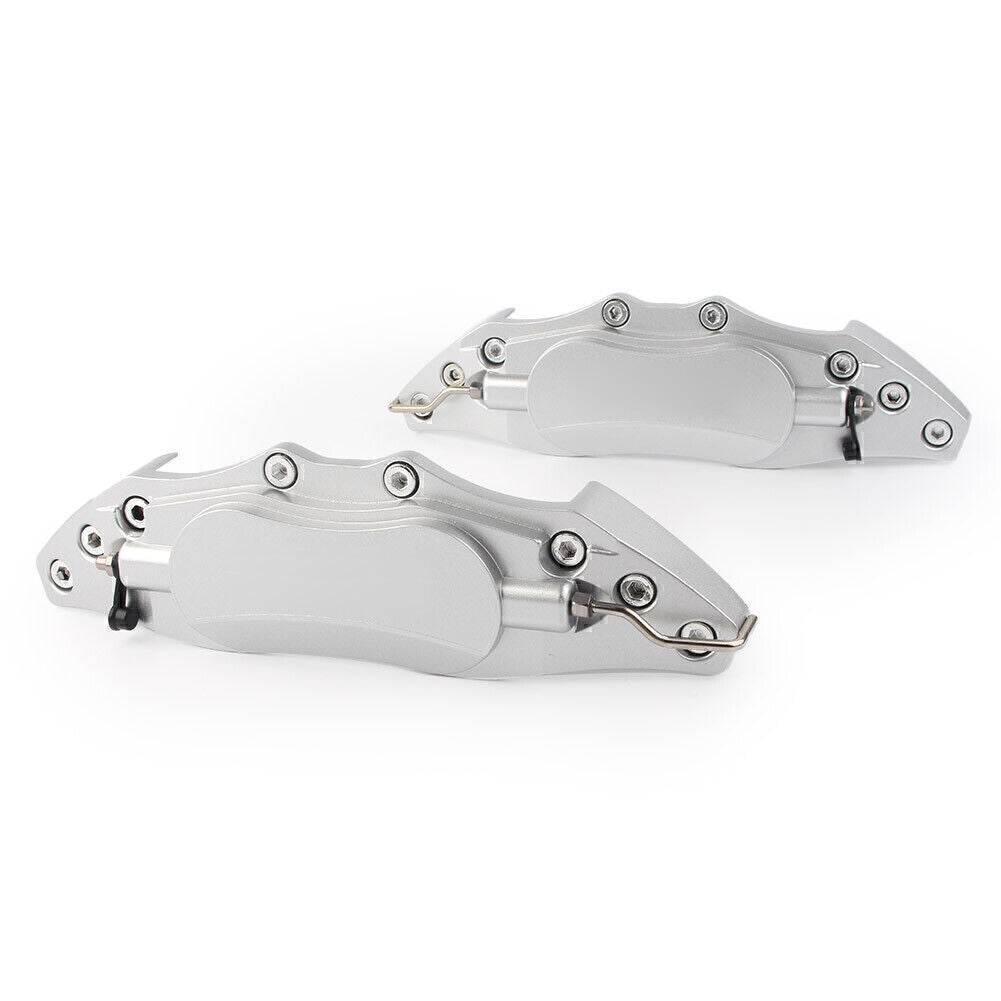 2x Car 3D Metal Brake Caliper Covers Universal Front & Rear Large Silver Q