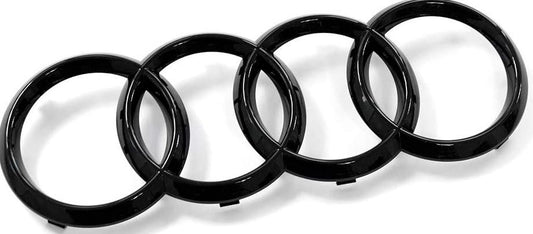 Suitable for Audi Hood Rings badges, front Bonnet badge, gloss black, 248 mm x 85 mm