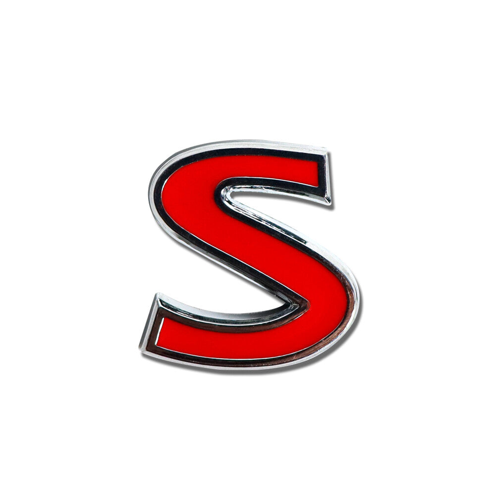 3D Red S Letter Car Badge Trunk Lid Decal Badge for Infiniti Q50 Q60 Q70