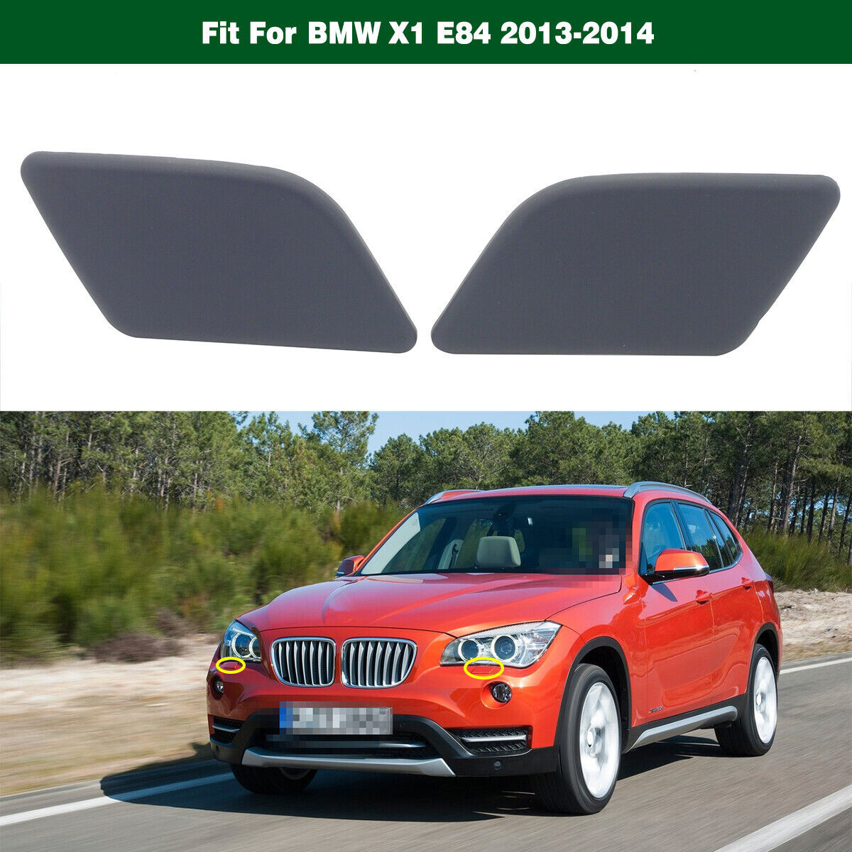 1Pair Bumper Headlight Washer Nozzle Cap Cover for BMW X1 Series E84 2013-2014 Q