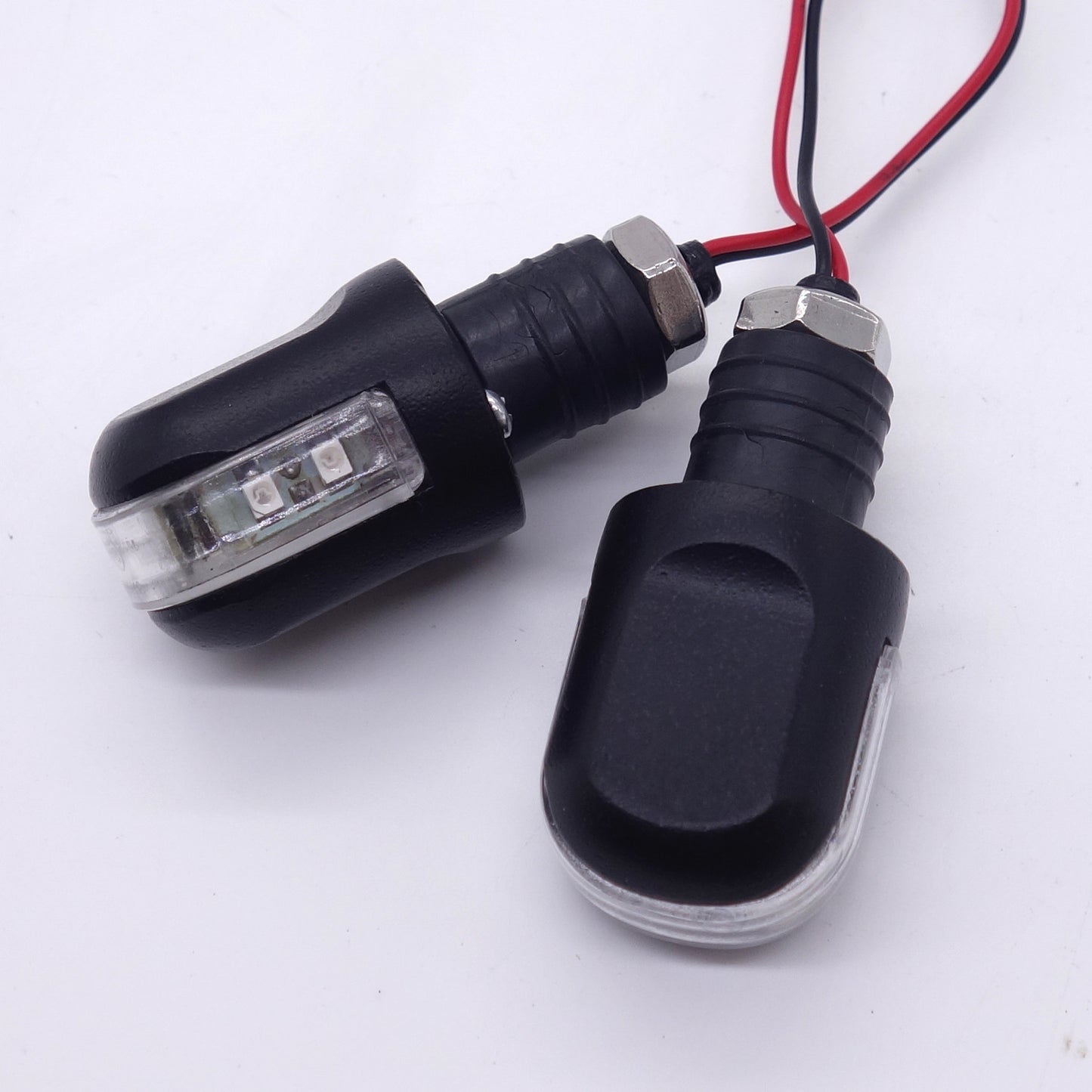 Motorcycle Handlebar Turn Signal Grip Bar End LED Plug Strobe Side Marker Light Q