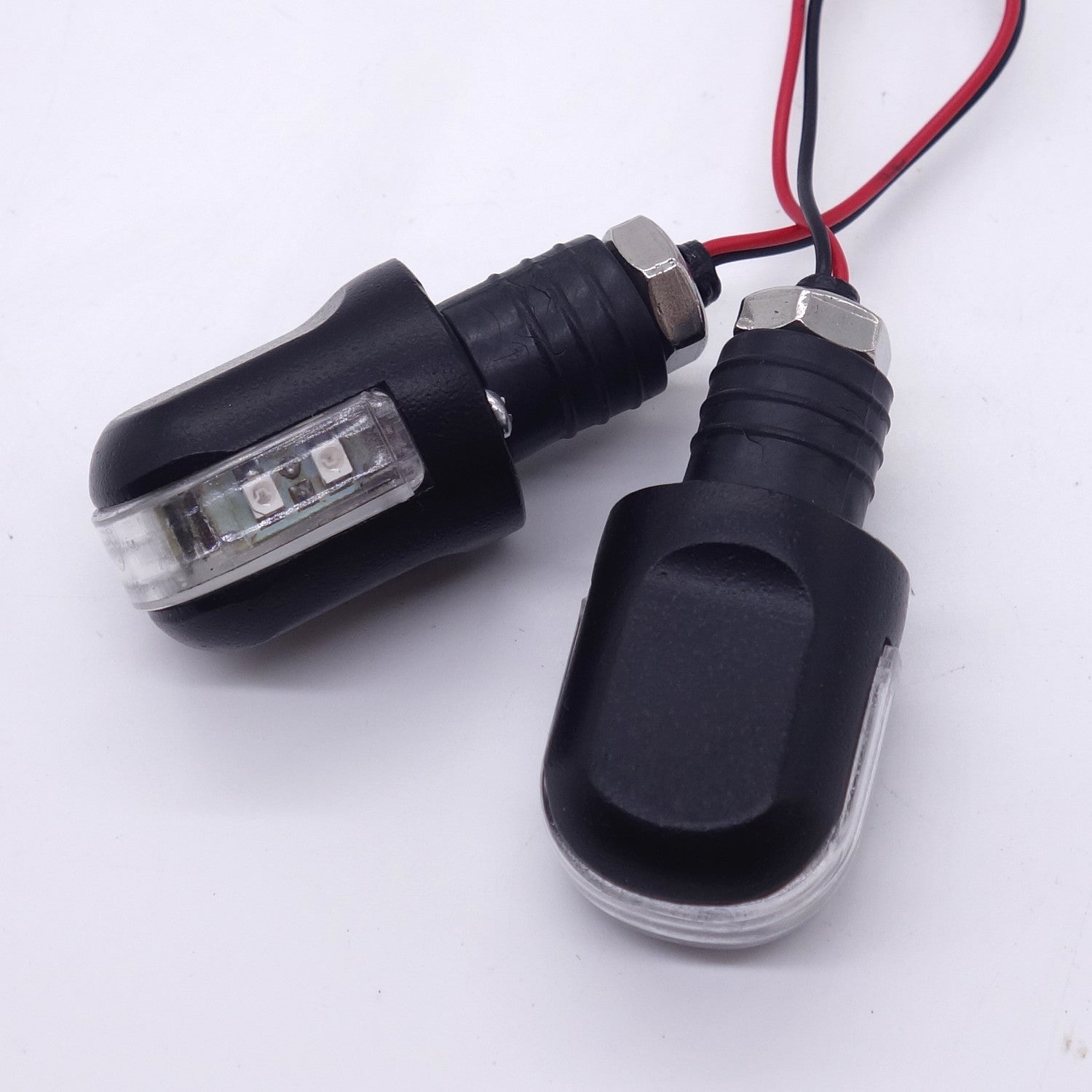 Motorcycle Handlebar Turn Signal Grip Bar End LED Plug Strobe Side Marker Light Q