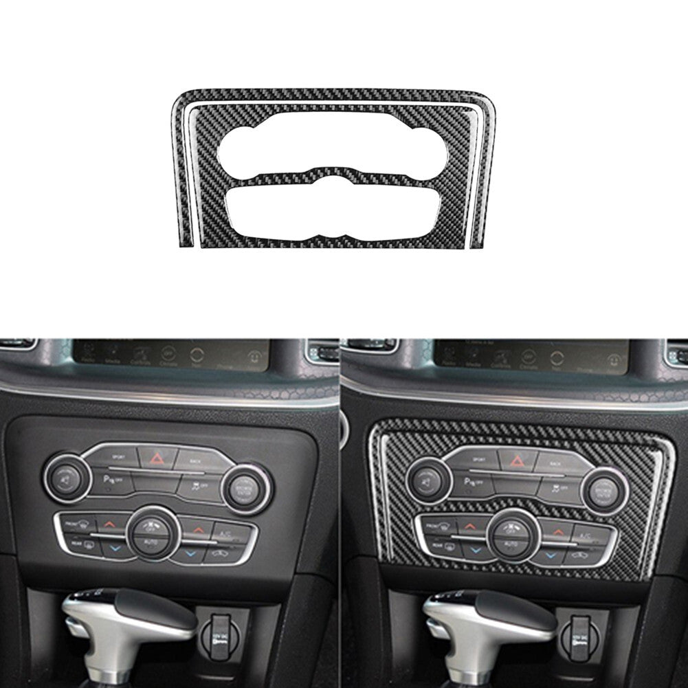 2Pcs Carbon Fiber Interior CD & AC Panel Cover Trim for Dodge Charger 2015-2020