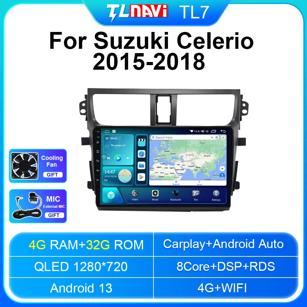 for Suzuki Celerio 2015-2018 Auto CarPlay Car Radio Screen GPS Multimedia Player