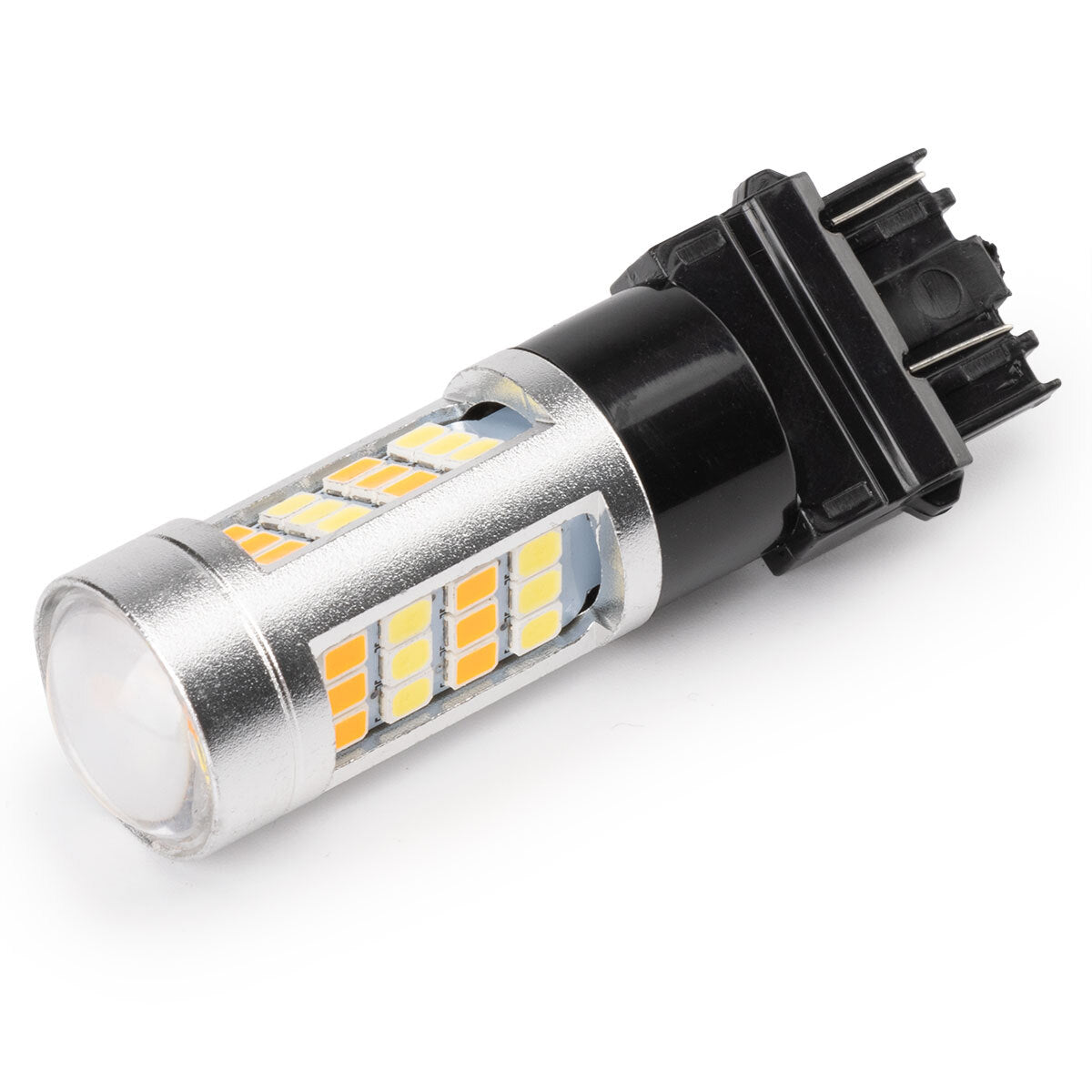 4 White/Amber 3157 DC12V 10W LED DRL Switch Turn Signal Parking Bulbs