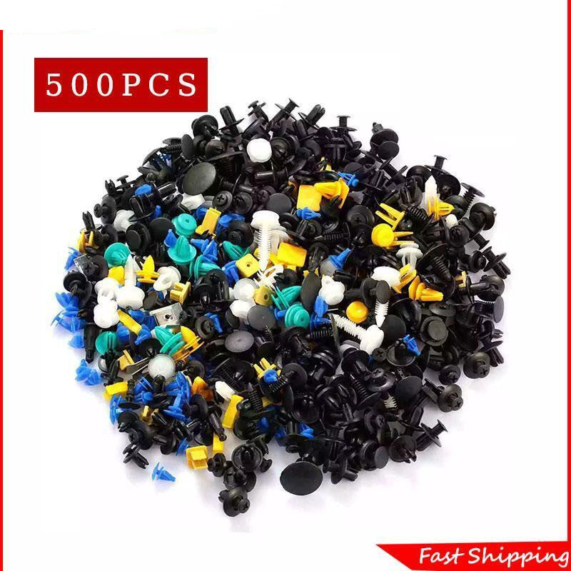 500X Plastic Car Moulding Push Clips Screw Fasteners Rivet Body Trim Pin Kit Set