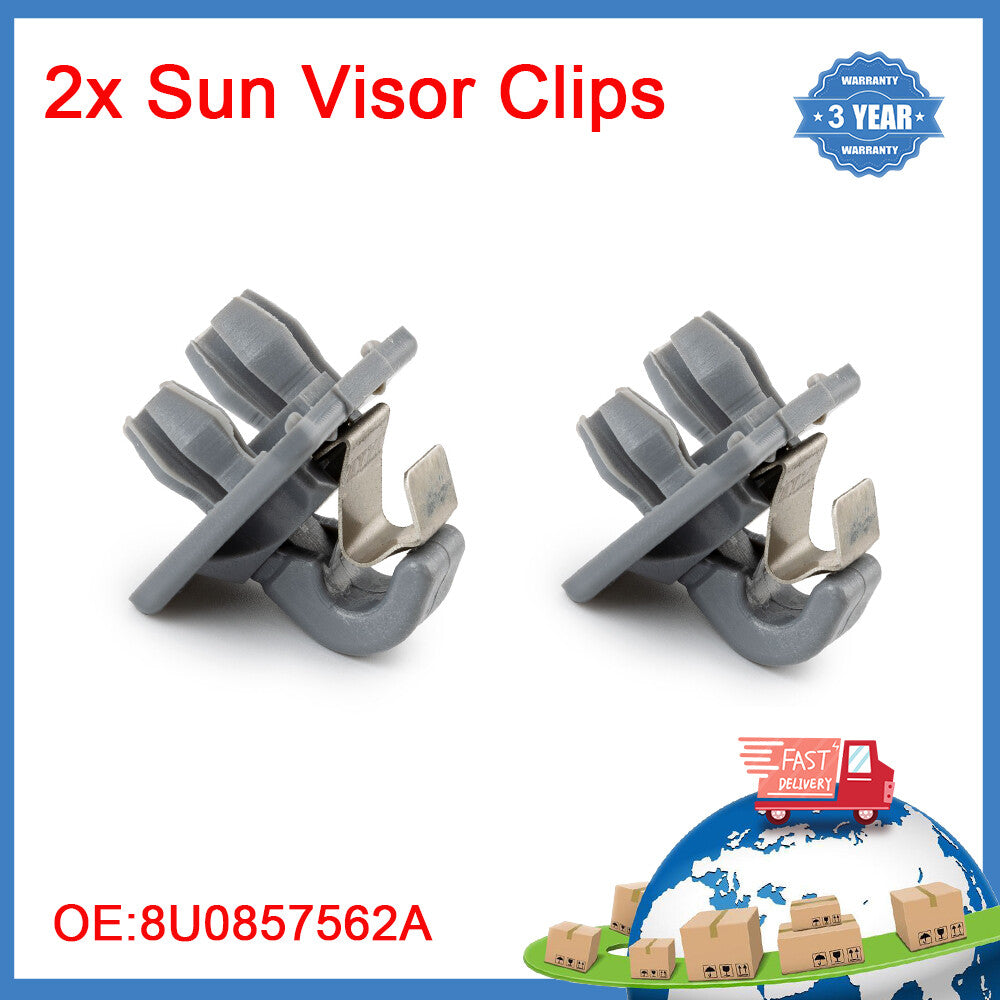 2x Gray Sun Visor Clip Holder Hook Bracket for Audi A3 A4 A5 Q3 Q5 8U0857562A AU