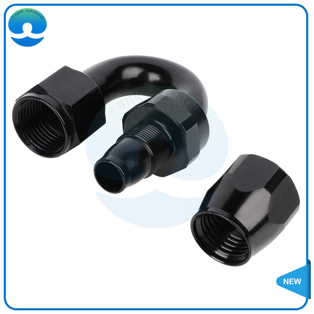 Black 10AN 180 Degree For Oil Fuel Line Hose Swivel Hose End Fitting Adapter