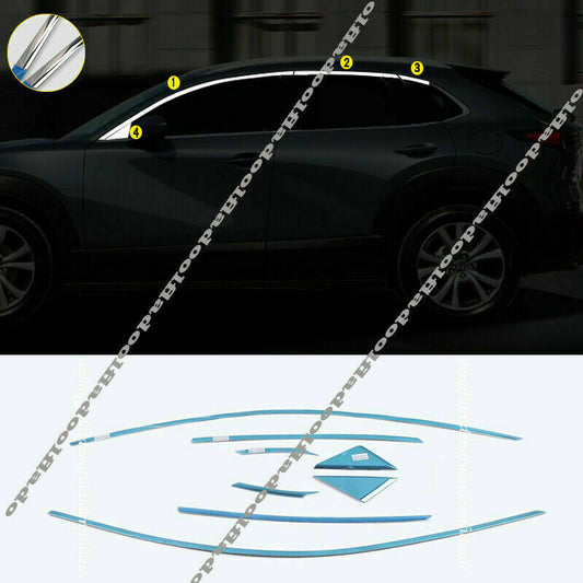 Chrome Exterior Upper Window Strip Cover Trims Steel for Mazda CX-30 2020-2022