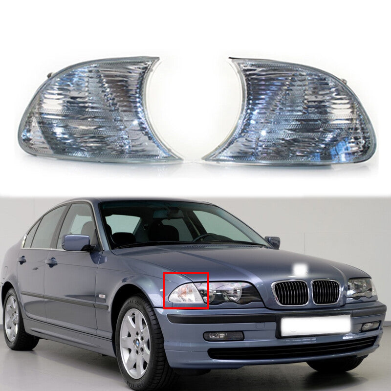 2PC for BMW E46 2-Door 1998- 2001 Turn Signal Corner Light Lamp White No bulb