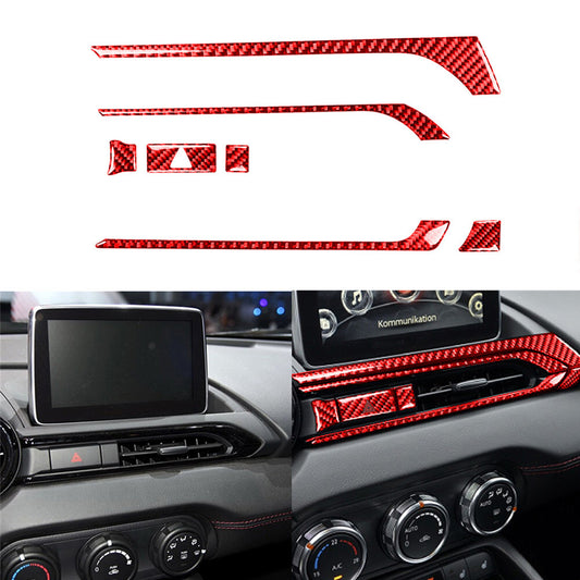 for Mazda MX-5 16-20 Carbon Fiber Interior Center Air Vent Outlet Cover Trim Red