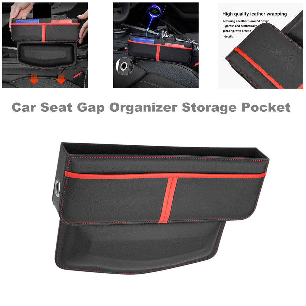 Universal storage pocket for car for seat gaps - polyurethane synthetic leather front for seat gap filler n