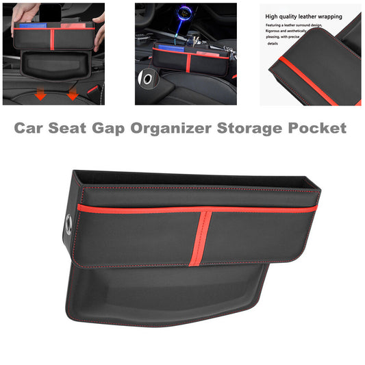 Universal storage pocket for car for seat gaps - polyurethane synthetic leather front for seat gap filler n