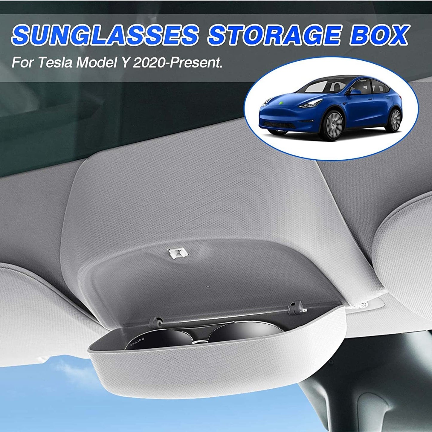 Suitable for 2020-2022 for Model Y cars. Eyeglass case storage, eyeglass holder, sun visor. n