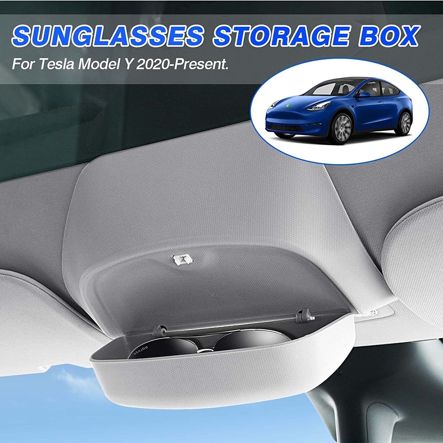 Suitable for 2020-2022 for Model Y cars. Eyeglass case storage, eyeglass holder, sun visor. n
