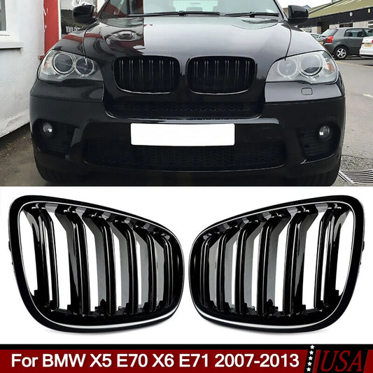 Front Bumper Kidney Grille Grill for BMW X5 E70 X6 E71 2007-2013 Gloss Black