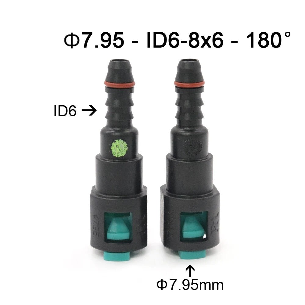 2PCS 7.95mm Fuel Line Hose Pipe Quick Release Female Connector 7.95 ID6 8x6 180¡ã Q