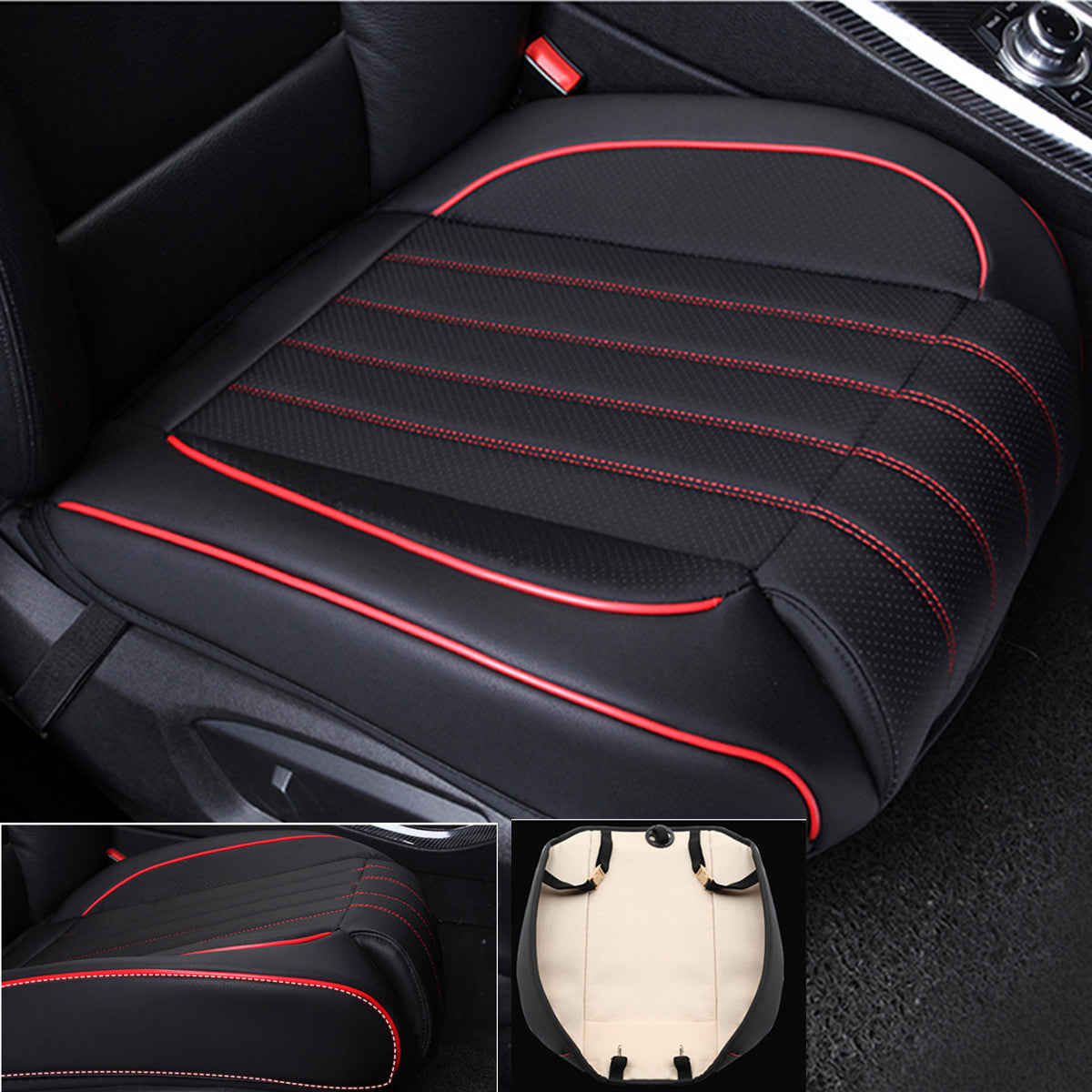 Full Surround Car Front for Seat Cover Breathable PU Leather Pad Mat Chair Cushion