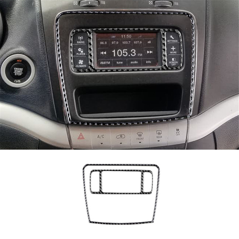 for Dodge Journey 2011-2017 2Pcs Central Radio Frame Trim Cover Carbon Fiber