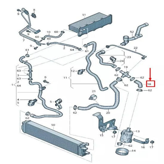 8W0121054C Engine Coolant Hose for Audi for A4 Avant B9