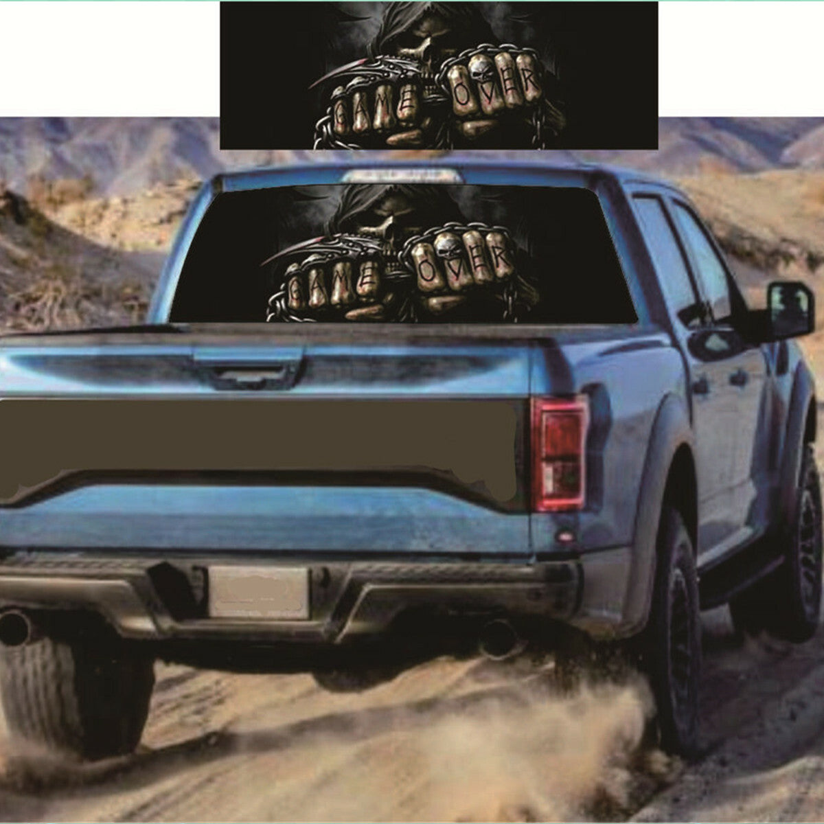 53 x 14in Grim Reaper Skull Window Graphic Decal Sticker Car Truck Accessories