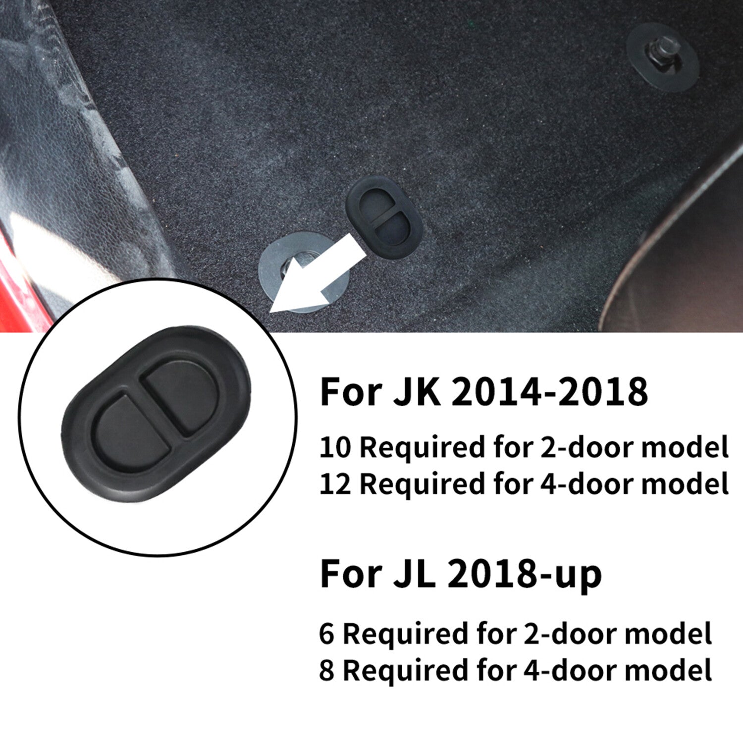 4PCS Floor Pan Drain Rubber Plug for Jeep for Wrangler JK JL Gladiator JT JKU JLU