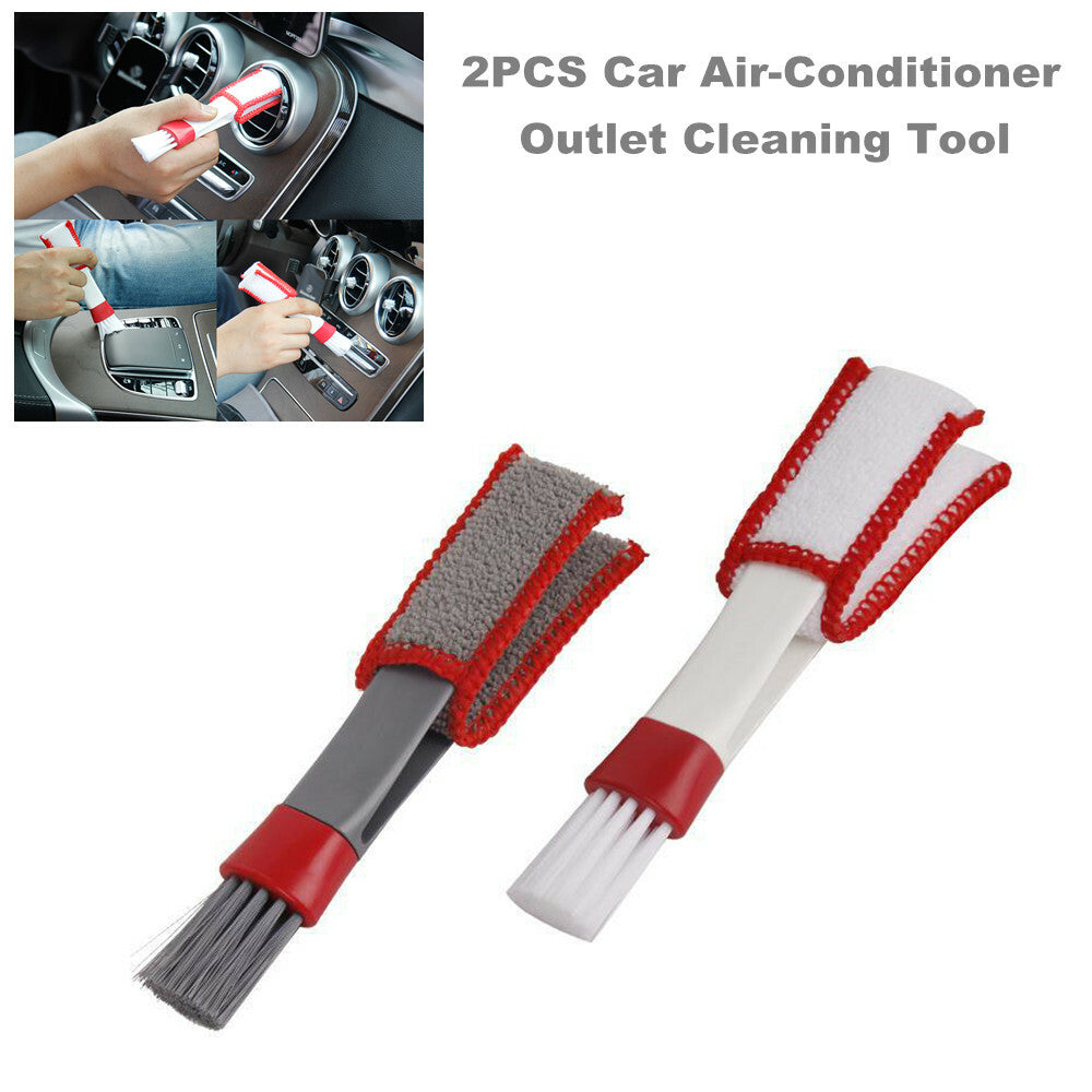 2-Piece Car Air Conditioner Socket Cleaning Tool - Multi-functional Keyboard Gap Dust Brush n