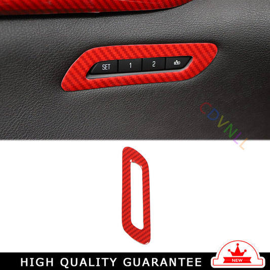 for Cadillac CT6 2016-20 Red Carbon Fiber for Seat Memory Button Frame Cover Trim 1P
